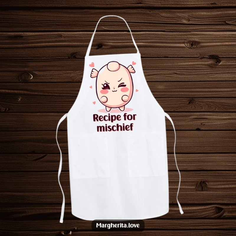 Funny candy apron featuring a mischievous winking candy, adding a humorous and playful touch to cooking attire.