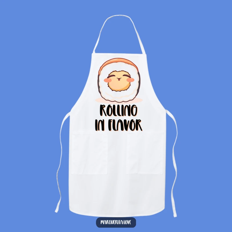 Funny Contented Sushi Roll Apron: Cook with Warm, Peaceful Style!