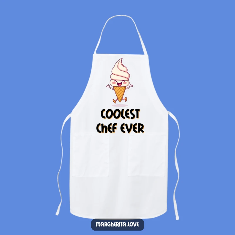 Funny Ice Cream Apron: Cook with joy with a happy skipping cone!