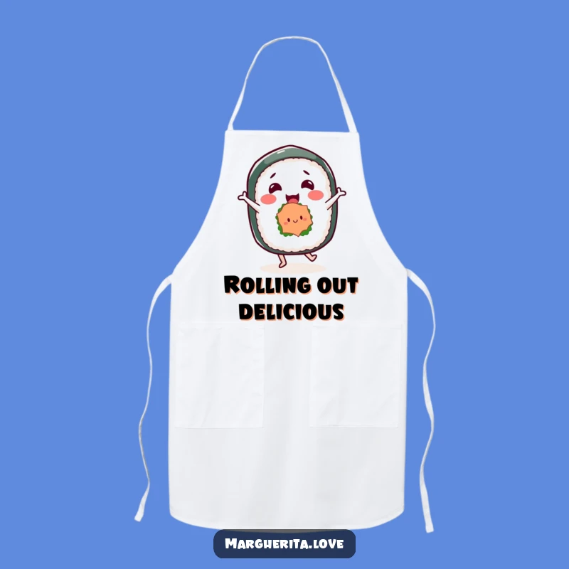 Funny Sushi Roll Dancing Apron - Chef's Comedic Japanese Kitchen Wear Gift
