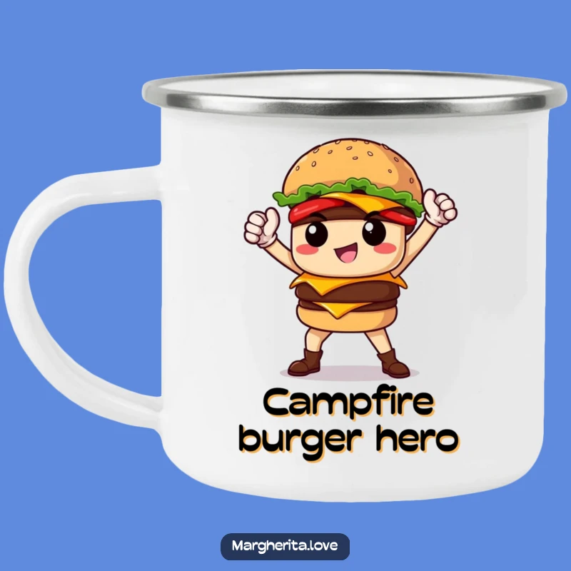 Funny Burger Hero Camping Mug: Adventure Fuel for Bold Explorers