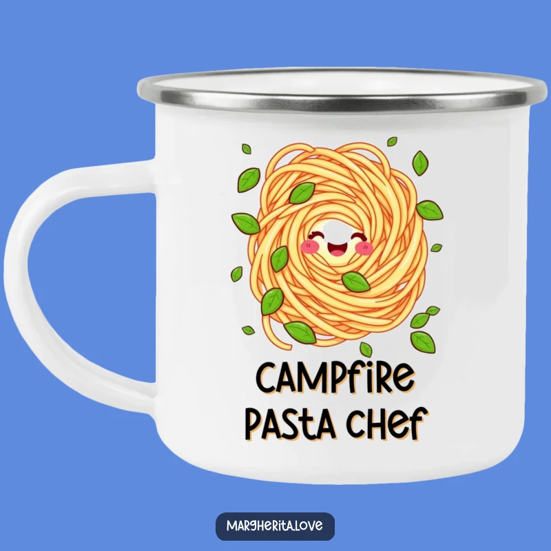 Funny Pasta Swirl Juggling Basil Camping Mug - Adventure & Comedy Outdoor Gift