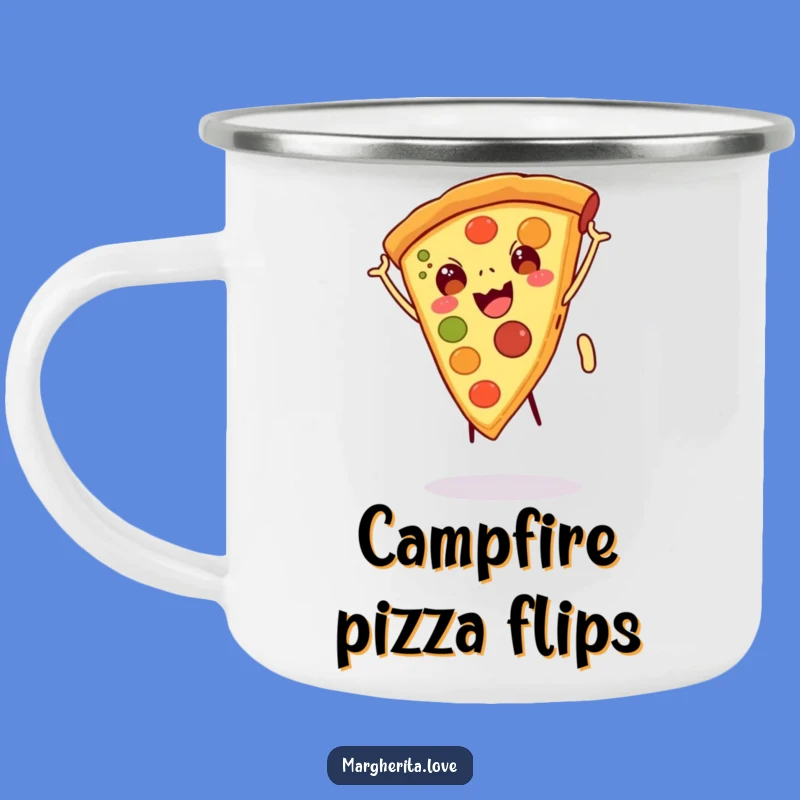 Durable Funny Pizza Slice Cartwheel Camping Mug - Adventure-Ready Slice!