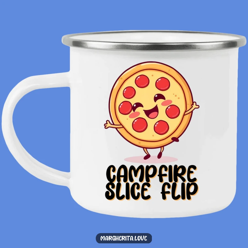 Funny Pizza Slice Cartwheel Camping Mug: Enjoy Warm Drinks with Pizza Cheer!