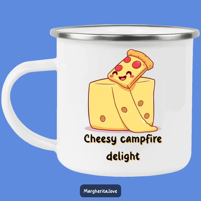 Funny Pizza Camping Mug: Cheesy Slide Adventure - Durable Foodie Gift