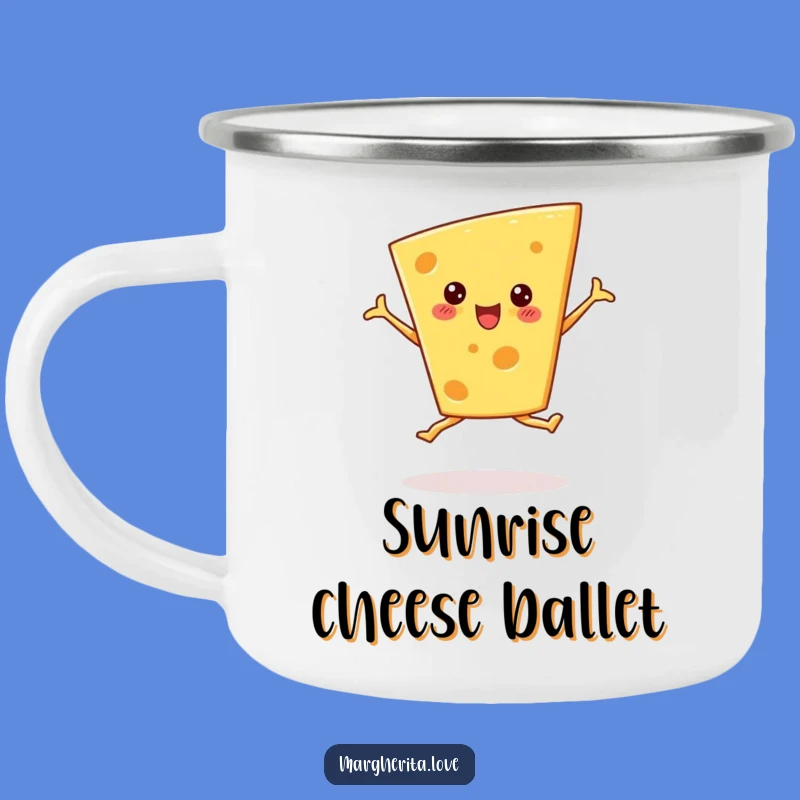 Funny Cheese Pirouette Camping Mug: Enjoy Coffee with Cheesy Camp Vibes