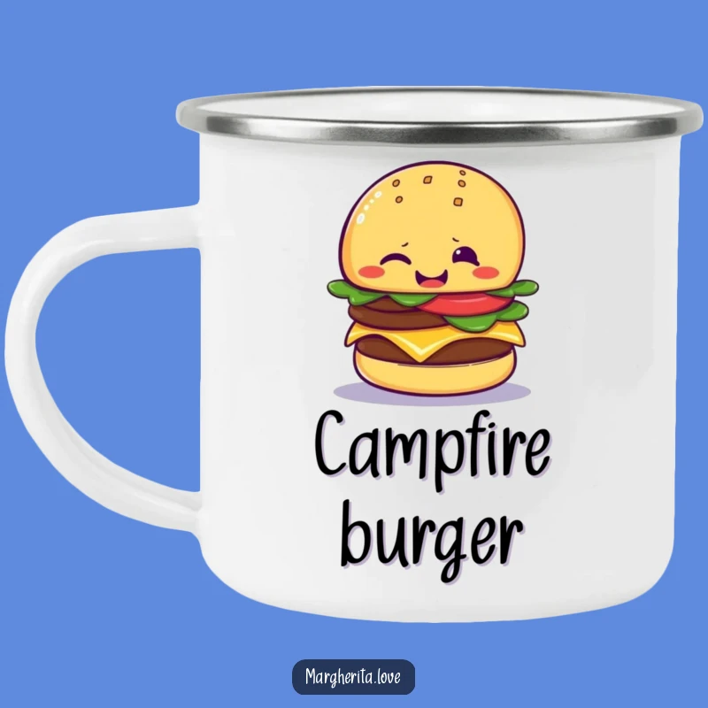 Funny Cheeseburger Wink Camping Mug: Enjoy Your Adventures with This Hilarious Companion!