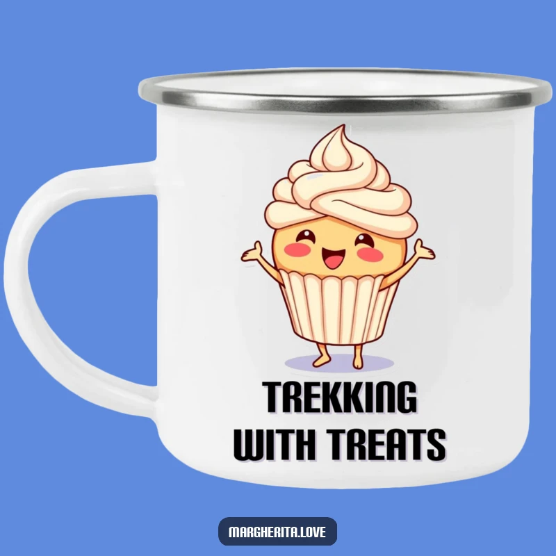 Funny Cupcake Camping Mug: Dancing Frosting, Cheerful Outdoor Drinkware