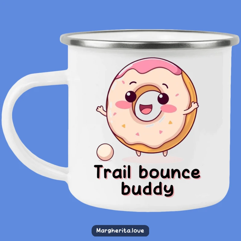 Funny Donut Camping Mug: Delightful Character Bouncing Ball Adventure Gear