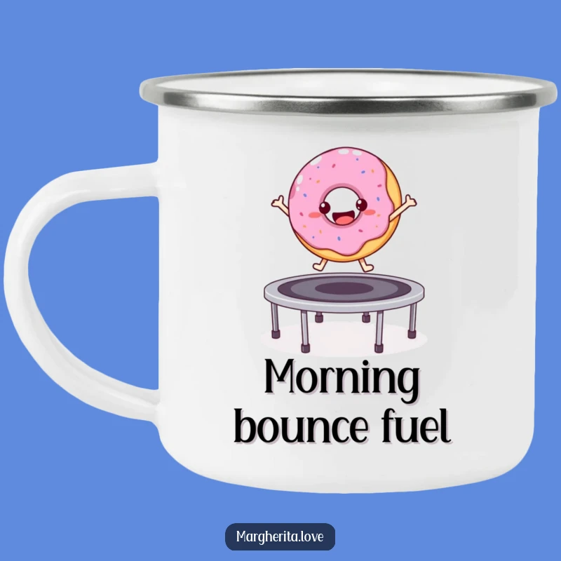 Funny Donut Trampoline Camping Mug - Energetic Outdoor Treat Gift