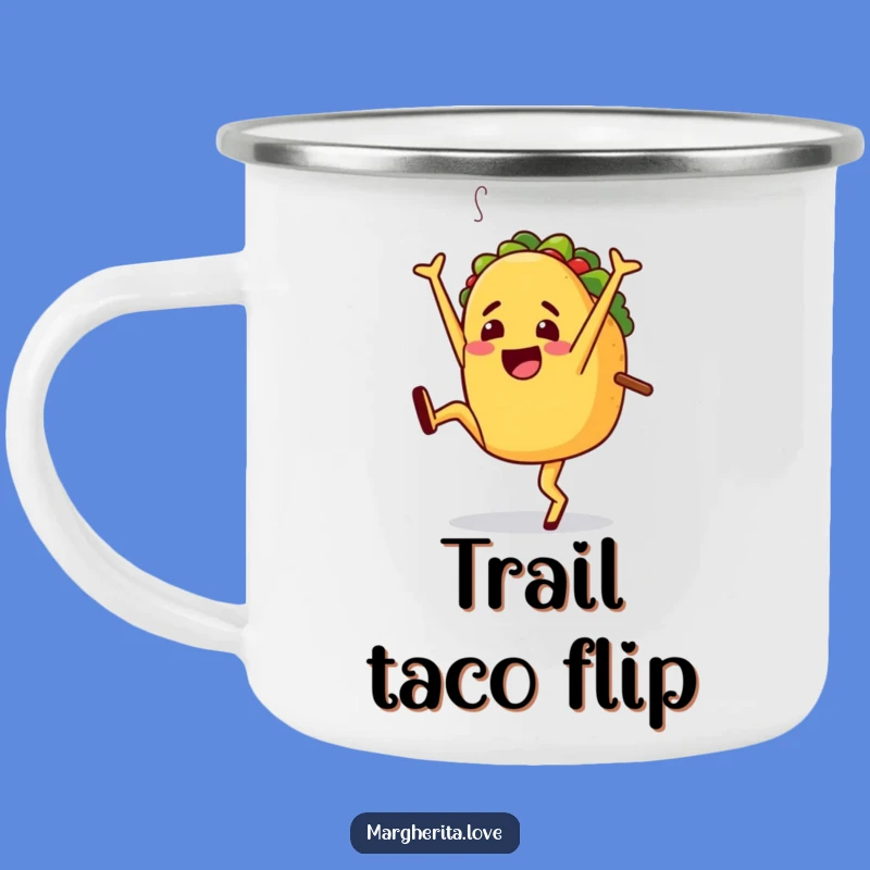 Funny Jaunty Taco Cartwheel Camping Mug - Fiesta Adventure Gift