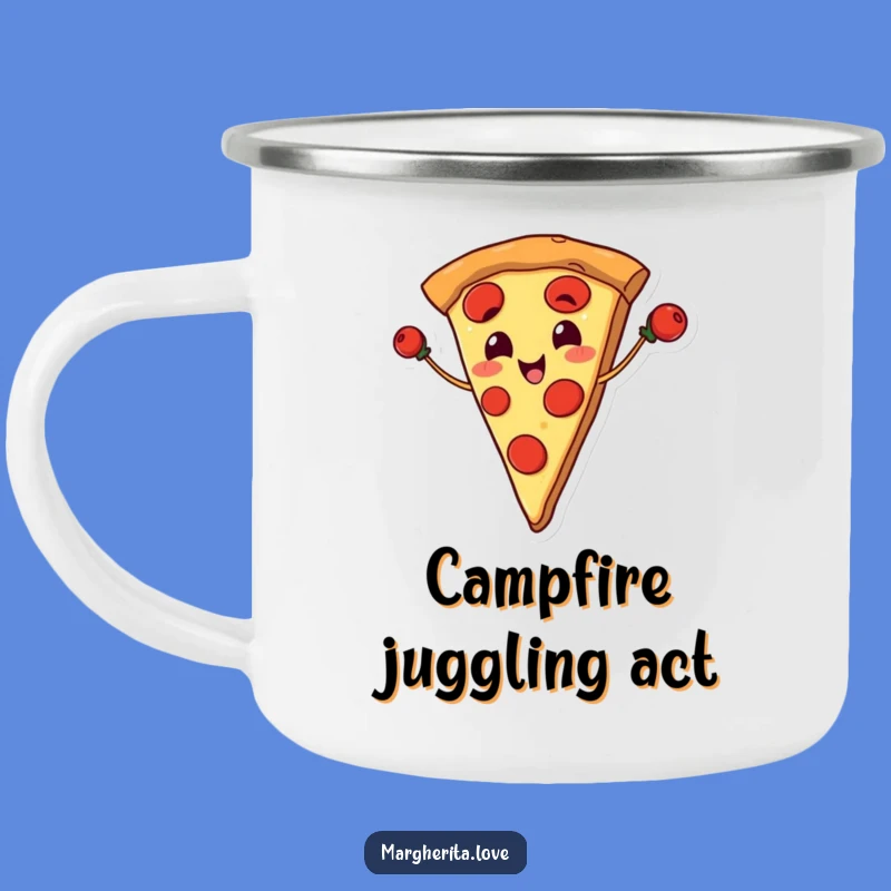Funny Pizza Juggling Pepperoni Camping Mug - Feast Your Eyes!