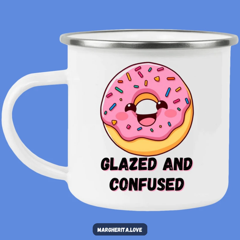 Funny Donut Camping Mug: Sprinkled Character, Outdoor Hilarious Drinkware