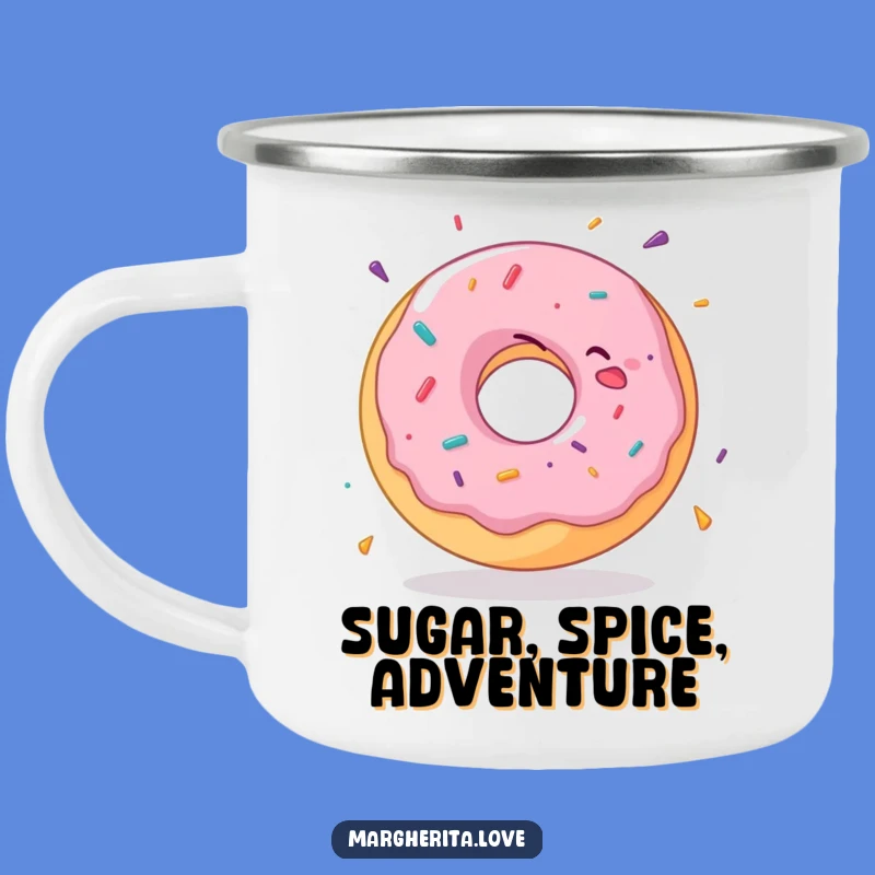 Funny Donut Camping Mug: Enjoy coffee outdoors with spinning donut joy!
