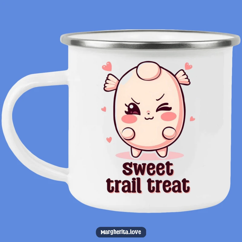 Funny Candy Camping Mug: Enjoy drinks with a winking candy!