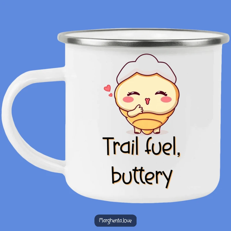 Funny Croissant Kiss Camping Mug: Durable Pastry Drinkware, Great Funny Gift