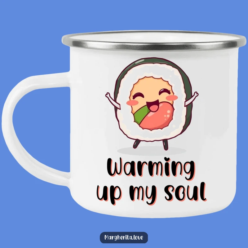 Funny Sushi Roll Dance Camping Mug: Adventure Fuel and Humorous Companionship