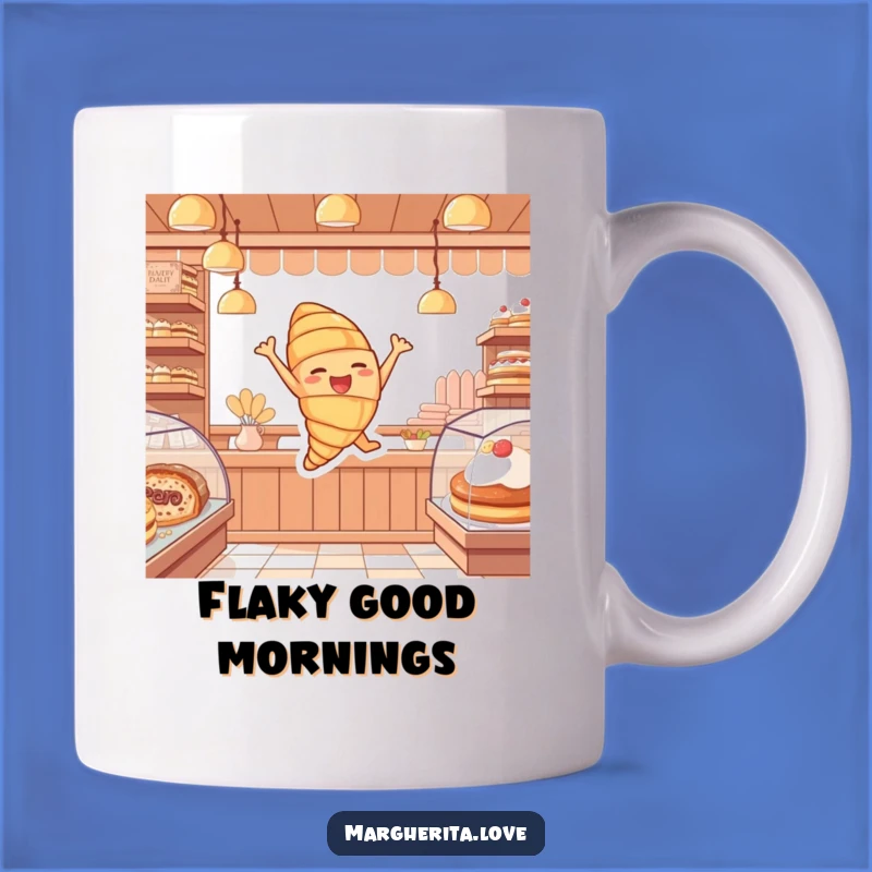 Funny Croissant Joy Mug: Pastry Leap, Perfect Gift for Bakers