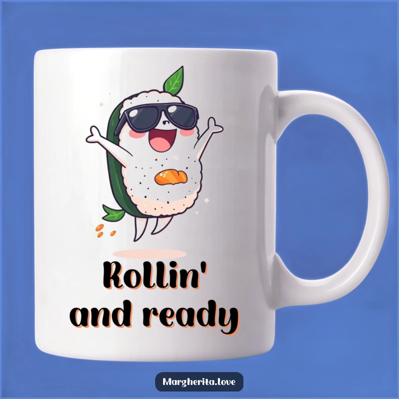 Funny Sushi Backflip Mug - Hilarious Sunglasses Sushi Gift for Fun Lovers