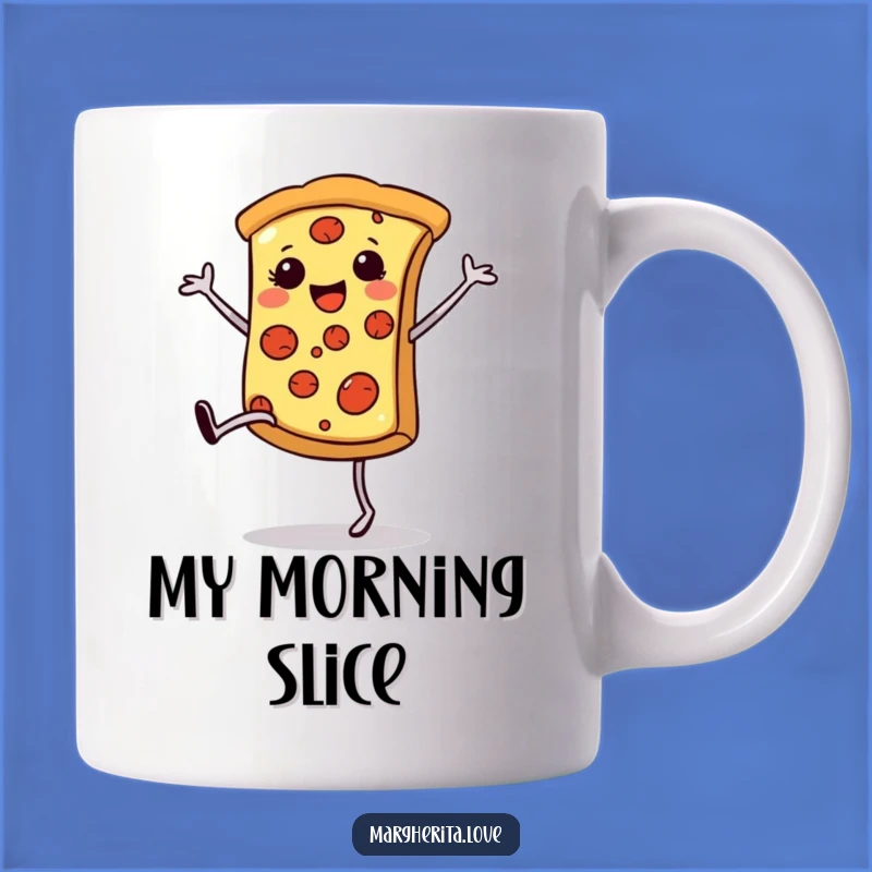 Funny Pizza Cartwheel Mug: Happy Food Character Celebration, Perfect Funny Gift