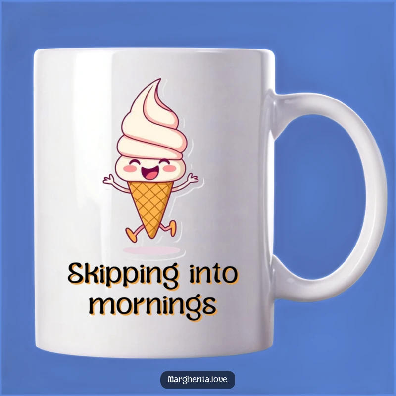 Funny Ice Cream Mug: Beaming cone illustration for a joyful sweet treat gift!
