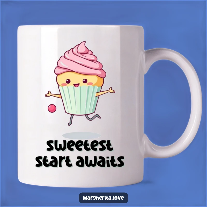 Funny Cupcake Skipping Mug: Sweet Treat's Energetic Fun Makes a Hilarious Gift