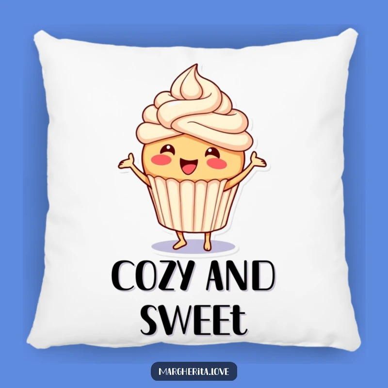 Funny Cupcake Pillow: Dancing Frosting Accent, Cozy and Cheerful Decor