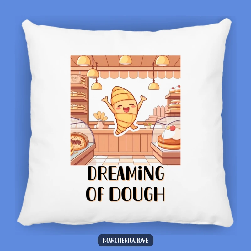 Funny Croissant Joy Pillow: Cozy Pastry Leap, Cute Gift