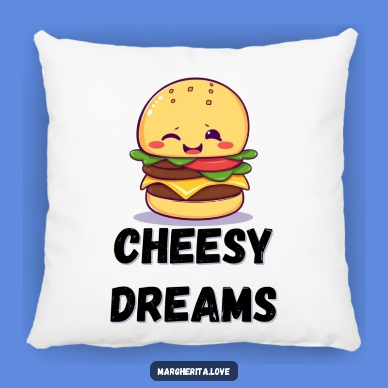 Funny Cheeseburger Wink Pillow: Cuddle Up with Humor and This Adorable Foodie Friend!