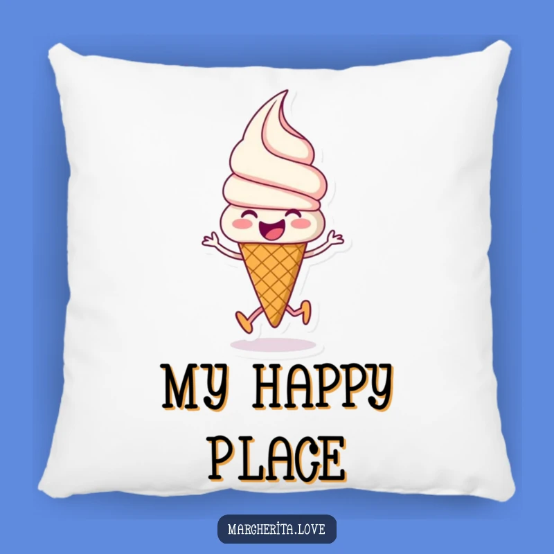 Funny Ice Cream Pillow: Cuddle up with a happy skipping cone!