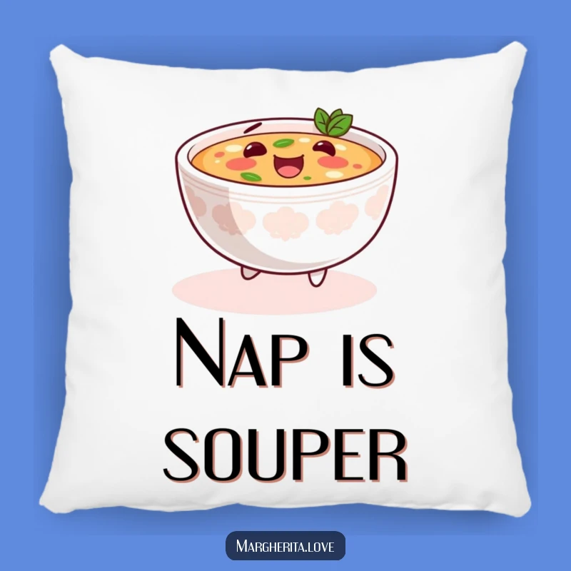 Funny Soup Skip Pillow: Cuddle Up with Comfort and This Adorable Foodie Friend!