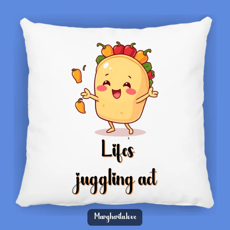 Funny Taco Juggling Peppers Pillow: Comfy and Hilarious Decor Accent