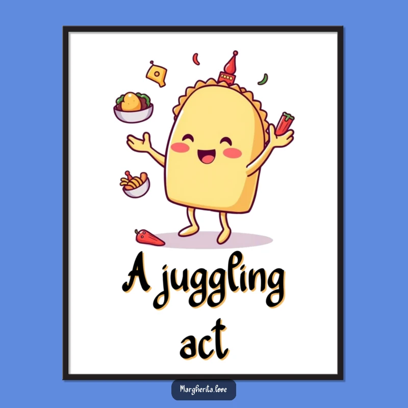 Funny Taco Juggling Digital Art: Instant Fiesta Wall Decor
