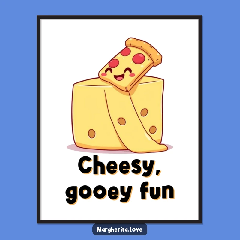 Funny Pizza Digital Art: Cheesy Slide Fun - Instant Download