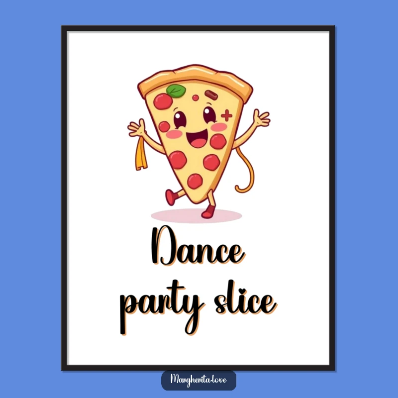 Funny Pizza Pasta Digital Art: Food Dance, Instant Decor Gift