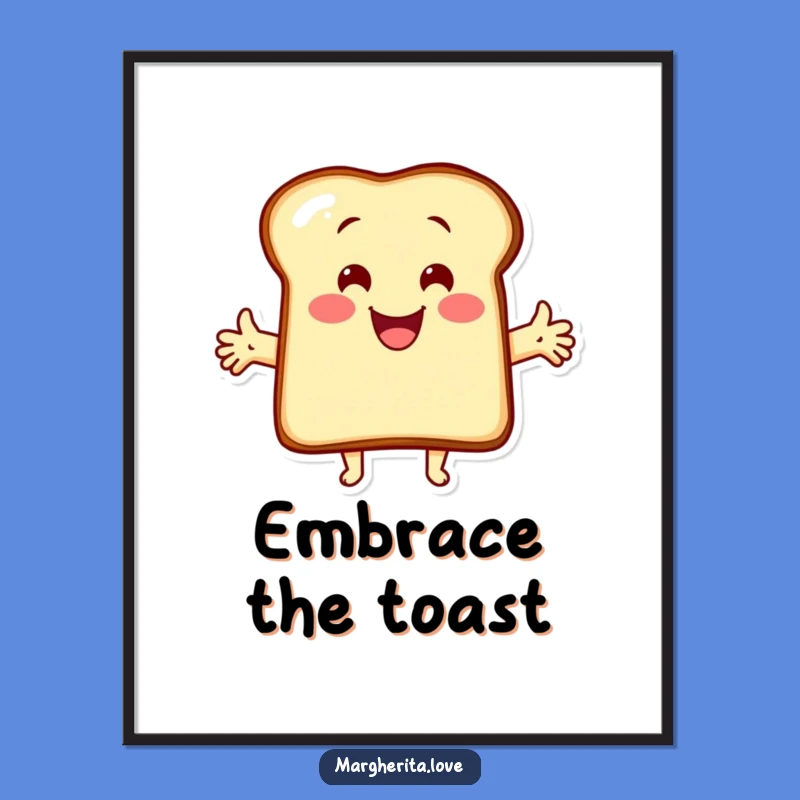 Funny Hugging Toast Digital Art Print: Cheerful Cartoon Wall Decor for Joyful Spaces