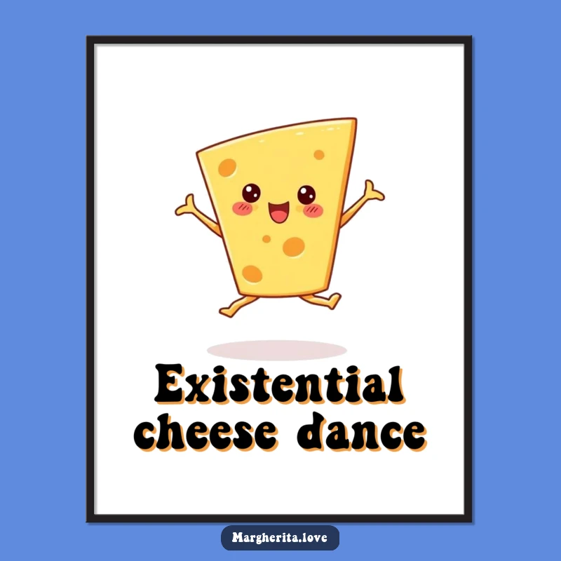 Funny Cheese Pirouette Digital Art Print: Cheesy Dance Decor for Your Walls