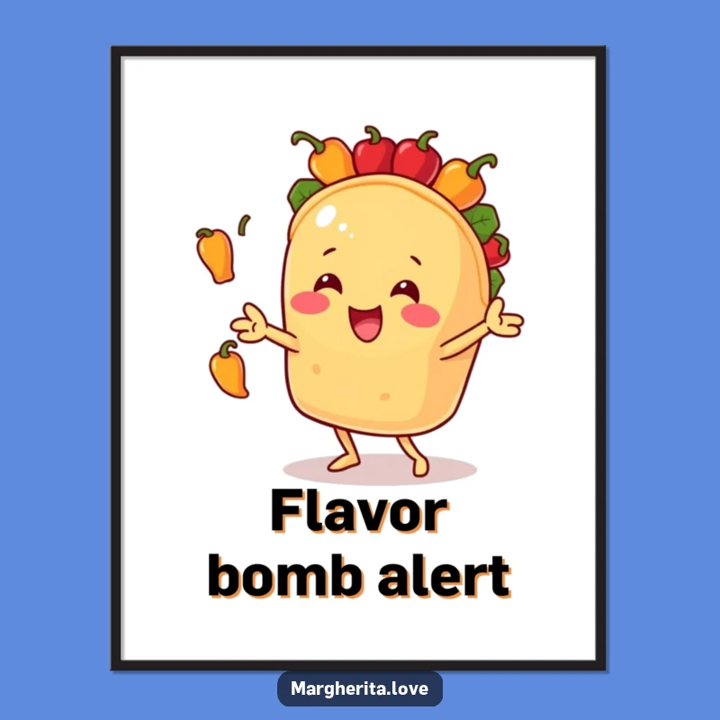 Funny Taco Juggling Peppers Digital Art: Instant Hilarious Wall Decor