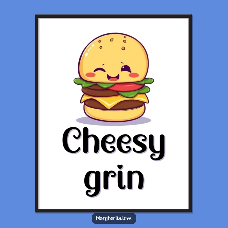 Funny Cheeseburger Wink Digital Art Print: Instant Humor and Charm for Your Walls!
