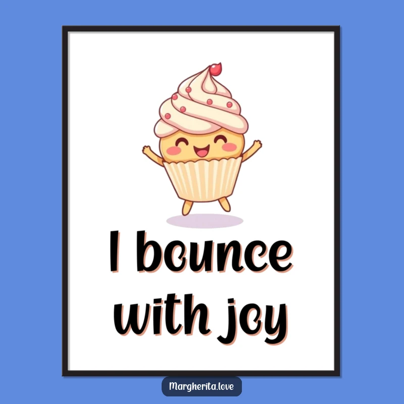 Funny Cupcake Bounce Digital Art - Instant Sweet & Playful Decor