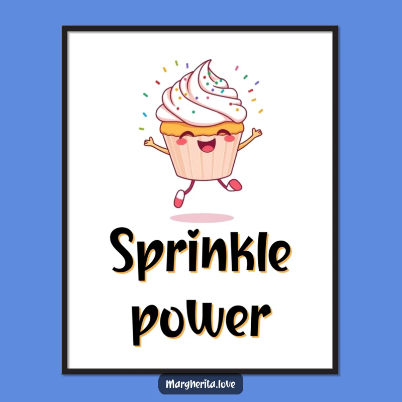 Funny Cupcake Digital Art: Cheerful Sprinkles and Skipping Instant Download