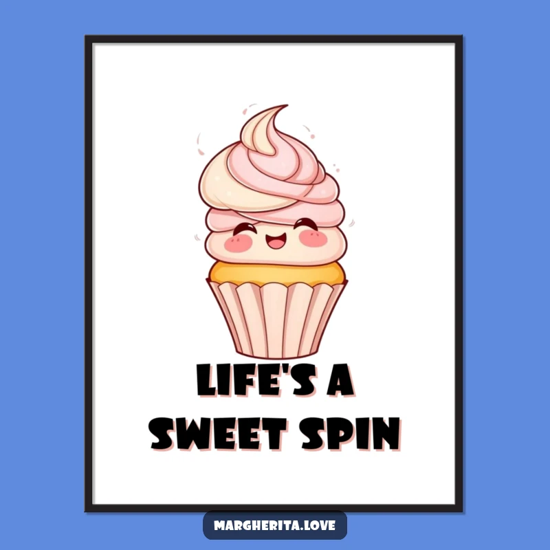 Funny Cupcake Spin Digital Art Print - Playful Frosting Hair Decor
