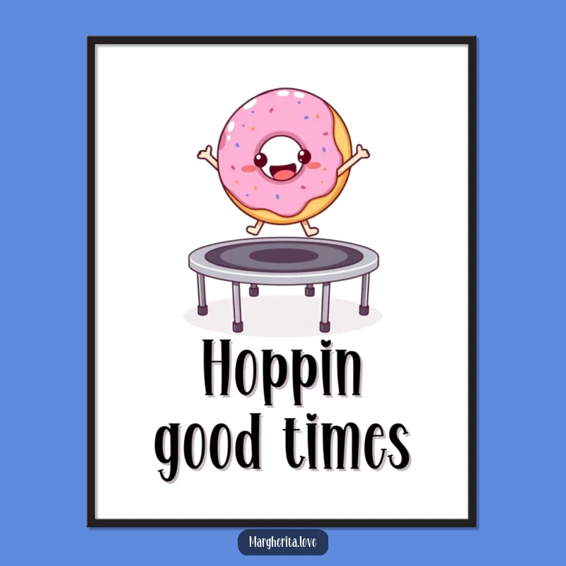 Funny Donut Trampoline Digital Art - Playful Printable Decor Gift