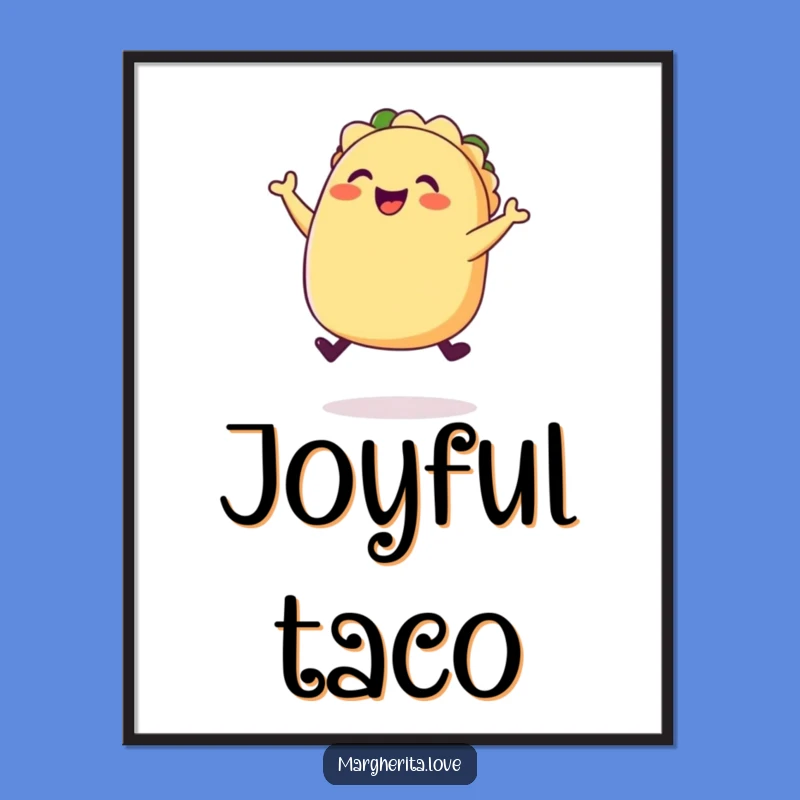 Funny Happy Taco Jump Digital Art: Instant Fiesta Decor for Your Walls!