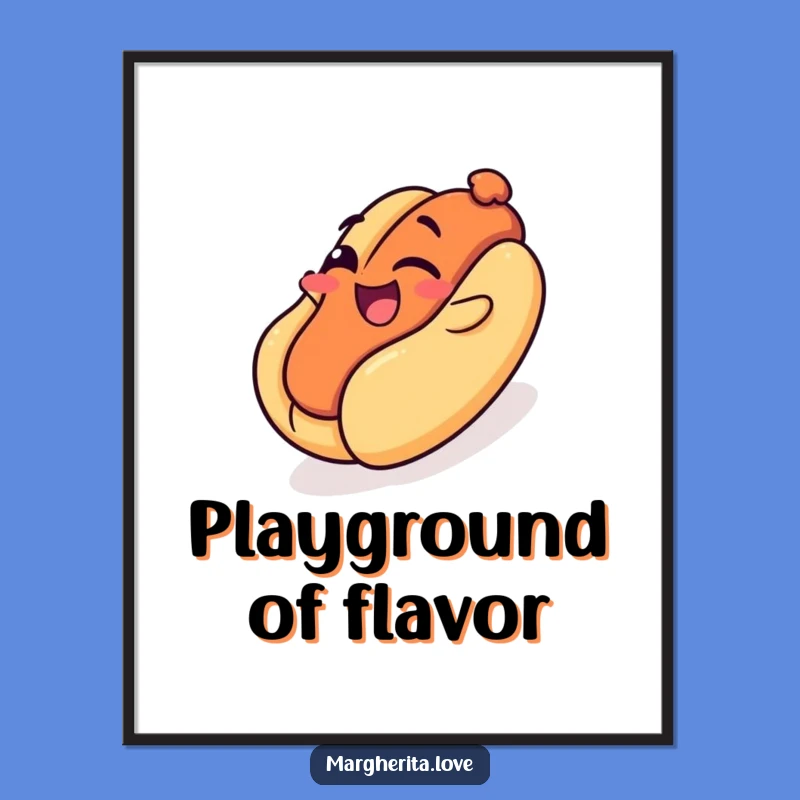 Funny Hot Dog Slide Digital Art Print: Instant Fun with this Winking Wiener