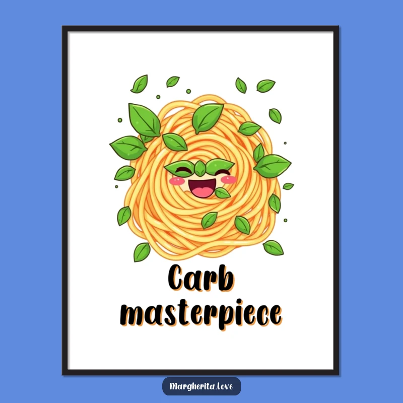 Funny Pasta Swirl Juggling Basil Digital Art - Instant Humorous Decor