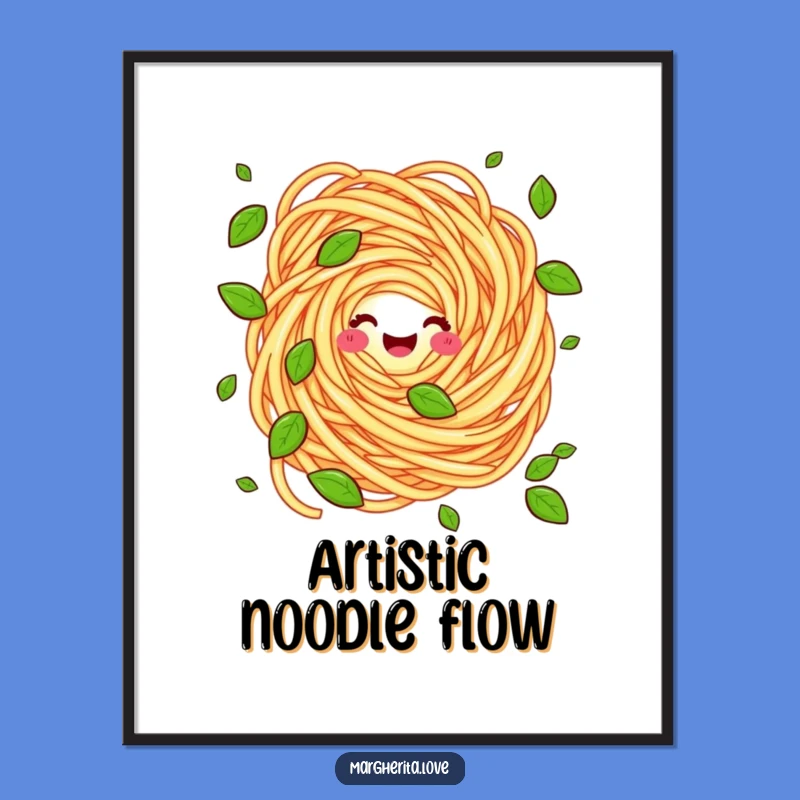 Funny Pasta Swirl Juggling Basil Digital Print - Instant Hilarious Italian Art Gift
