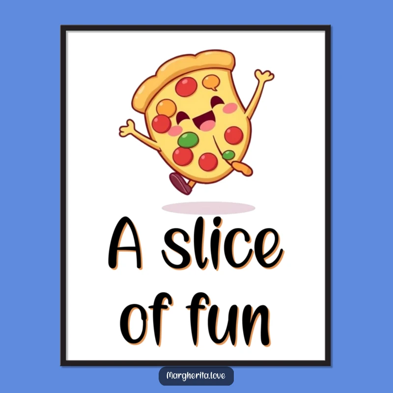Funny Pizza Cartwheel Digital Art: Instant Energetic Wall Decor