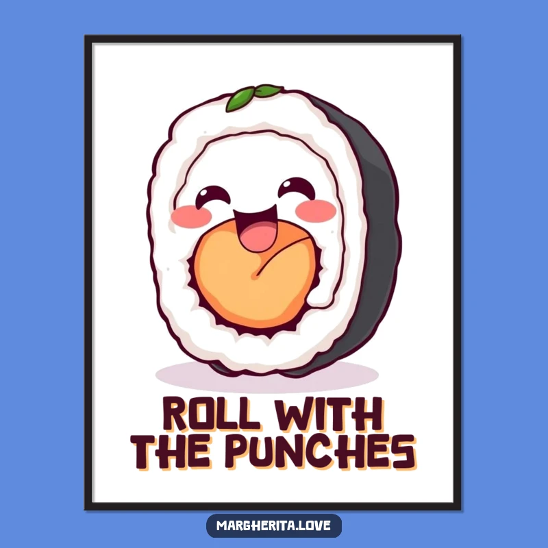 Funny Sushi Roll Wiggle Digital Art Print: Instant Joy and Charm for Your Walls!