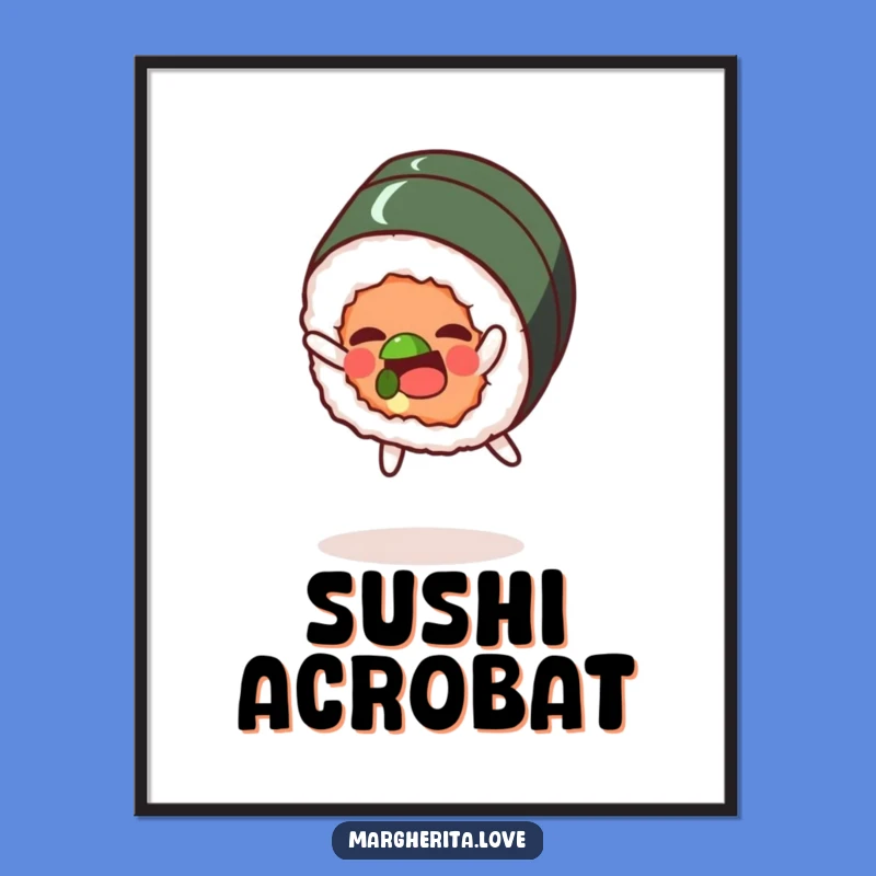 Funny Sushi Sombersault Digital Art: Instant Joyful Wall Decor